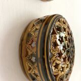 Pair of enamelled terracotta wall lights