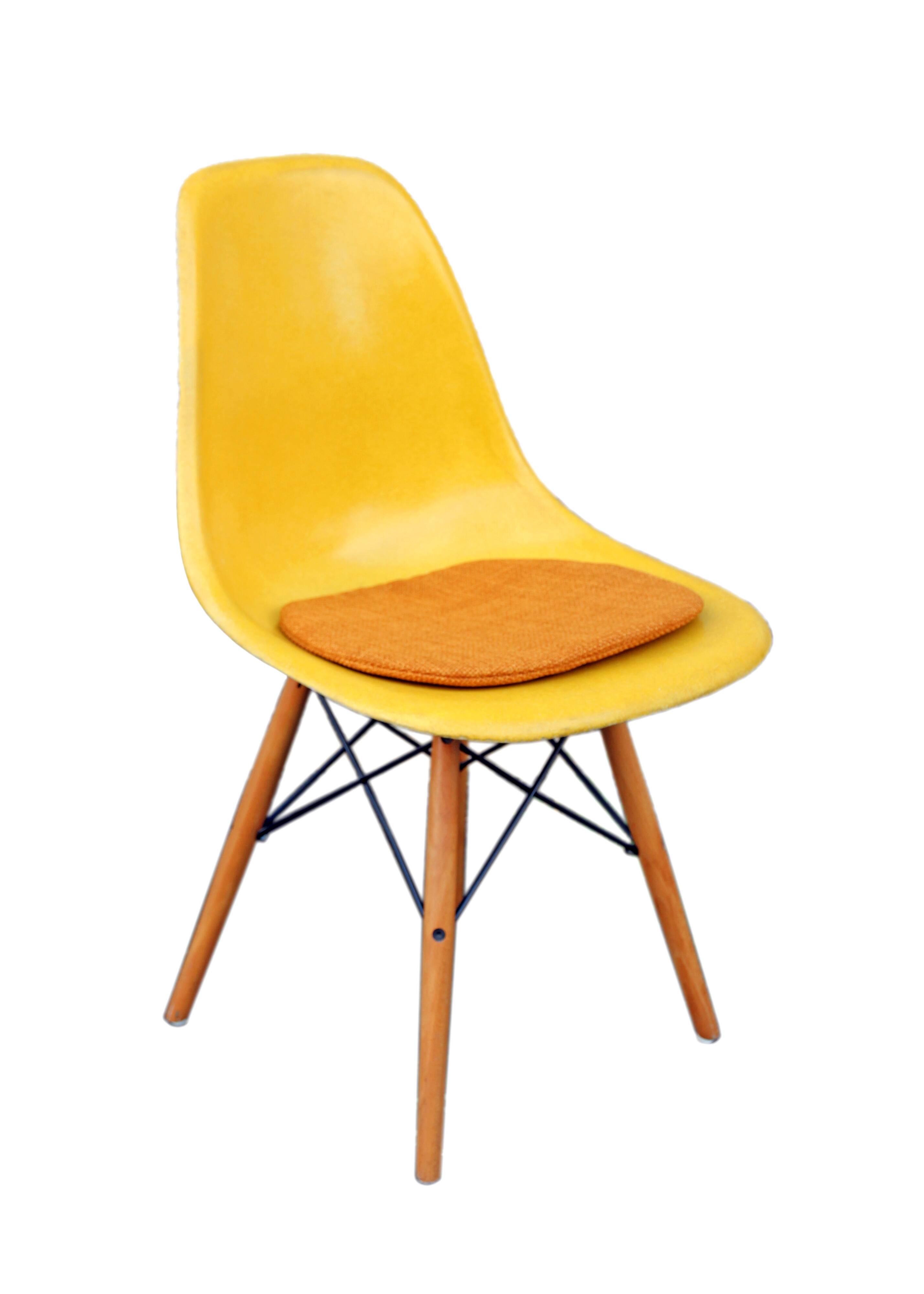 2 Yellow DSW Chairs by Charles and Ray Eames for Herman Miller