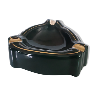 Salins green and gold earthenware ashtray