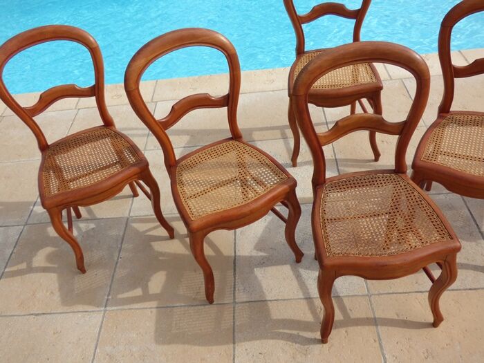 6 louis Philippe style chairs in solid wood merisier