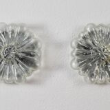 Mid Century Modern Germany Cut Glass Flush Mount Set 60s Bubble Flower Set