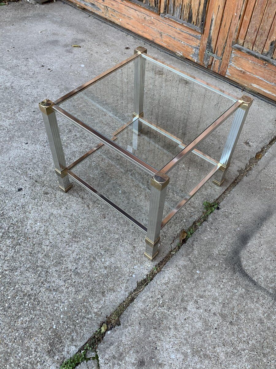 Vintage Brass and Chrome Coffee Table by Pierre Vandel, Paris, 1970s