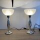 Pair of silver lamps by Marcello Gorgio with Murano lampshades.