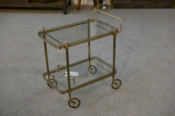 Neoclassical brass and glass serving trolley attributed to Maison Jansen, 1960s