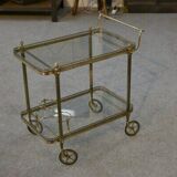 Neoclassical brass and glass serving trolley attributed to Maison Jansen, 1960s