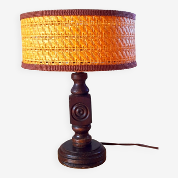 Lampe en bois tourné 70s