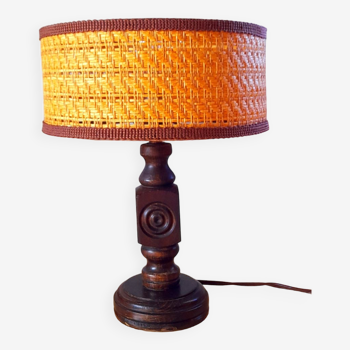 Turned wooden lamp 70s
