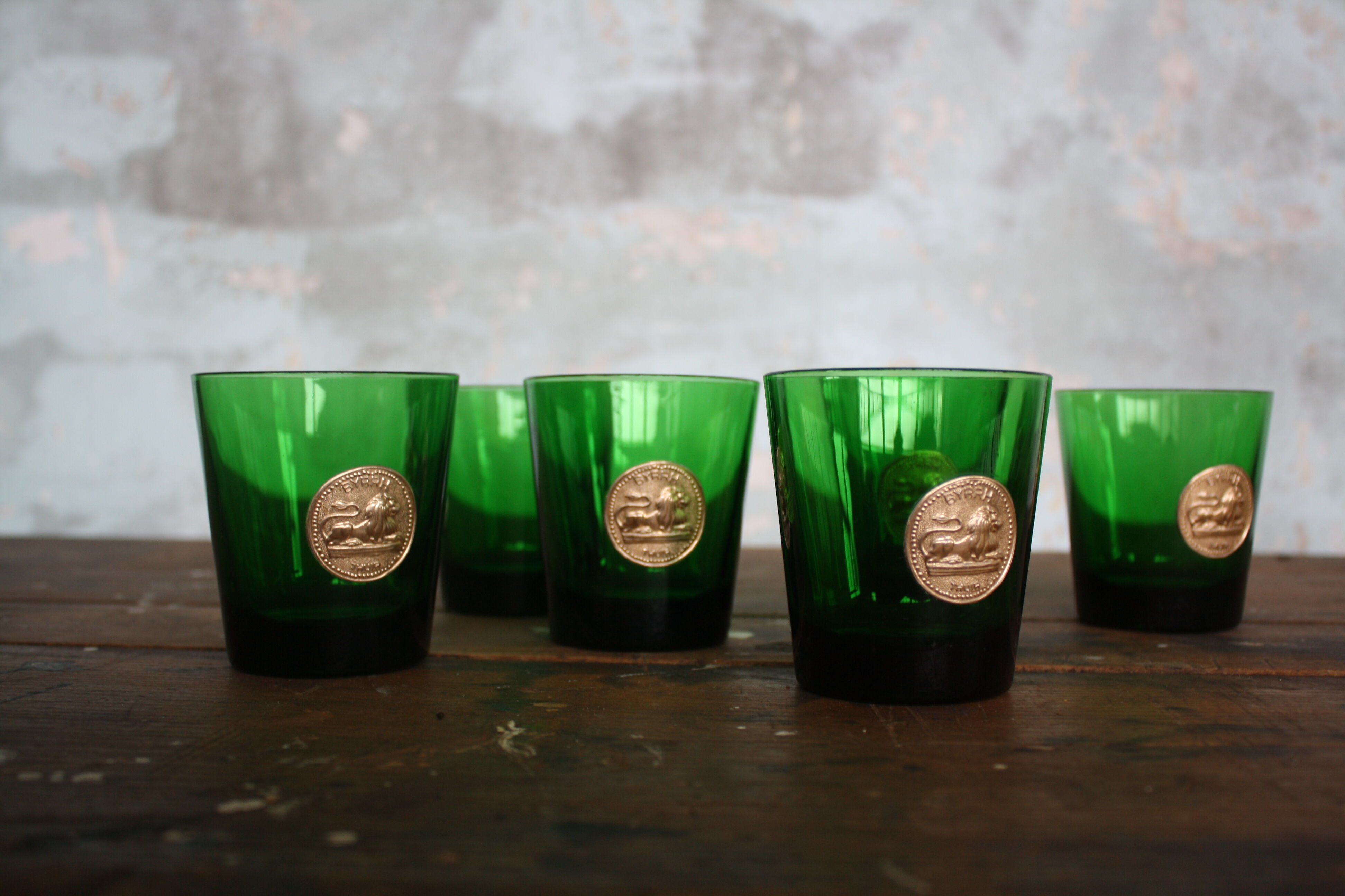 6 vintage Byrrh green lenses