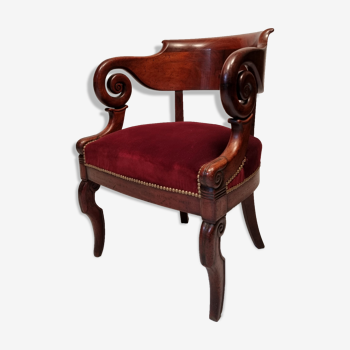 Fauteuil de bureau époque restauration en acajou de Cuba, 19ème