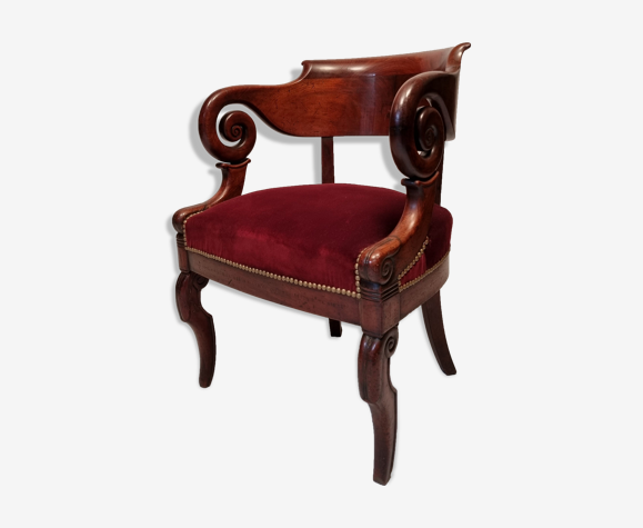 Office armchair restoration era in mahogany of cuba, 19th