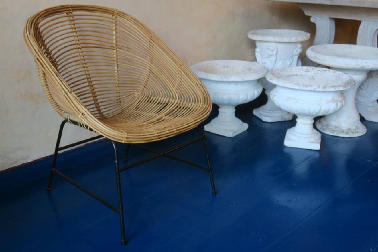 Mid century bamboo an iron pod chair, 1960s