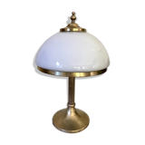 Vintage brass mushroom lamp and opaline