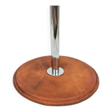 Atelje Lyktan desk lamp in chrome and vintage brown leather, mid-century, Sweden.