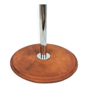 Atelje Lyktan desk lamp in chrome and vintage brown leather, mid-century, Sweden.