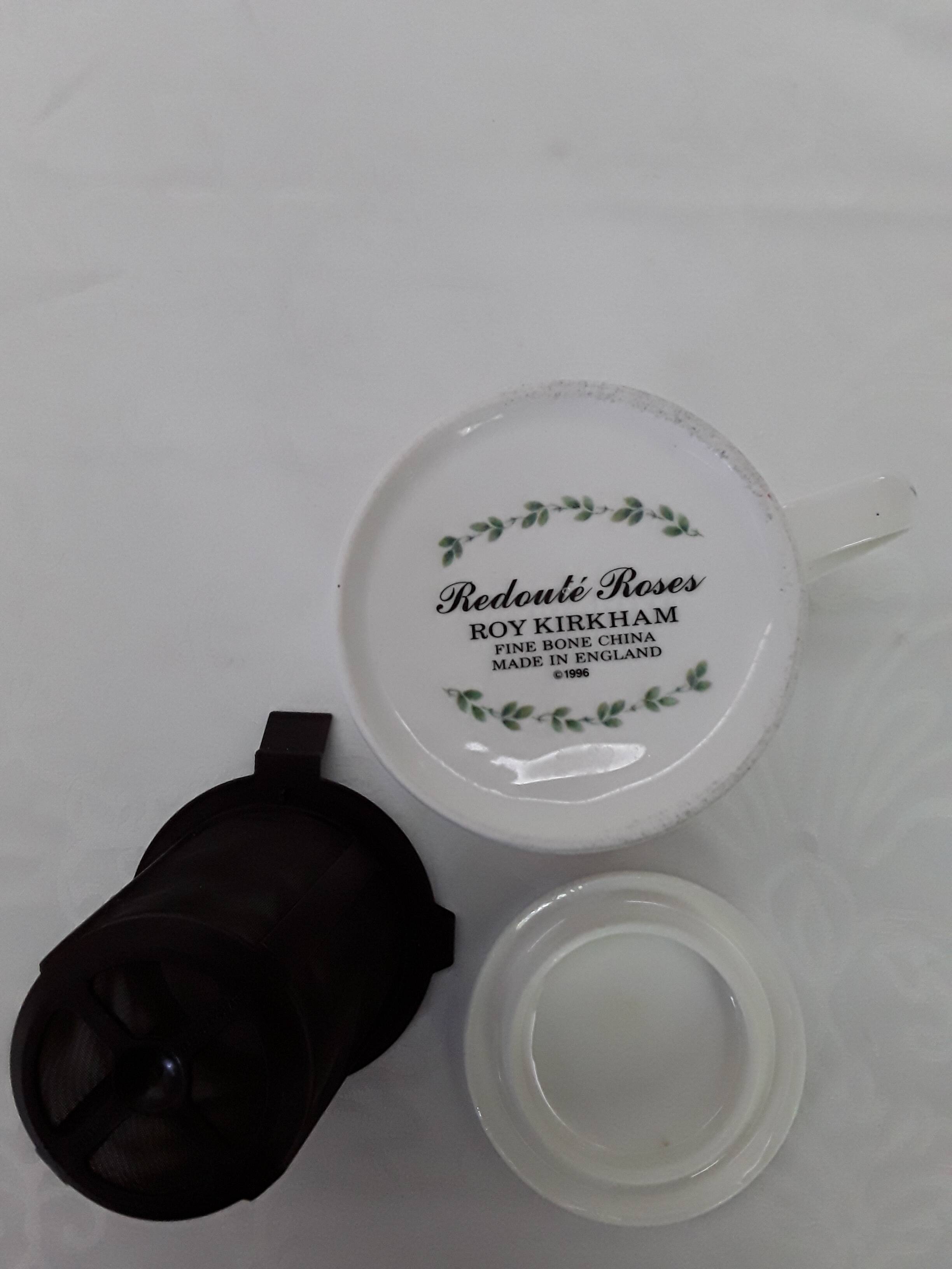 Mug, rose bush decor cup with lid and tea infuser