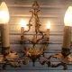 Antique cage chandelier in bronze, 6 lights, Louis XV style, in working condition, 4.8 kg.