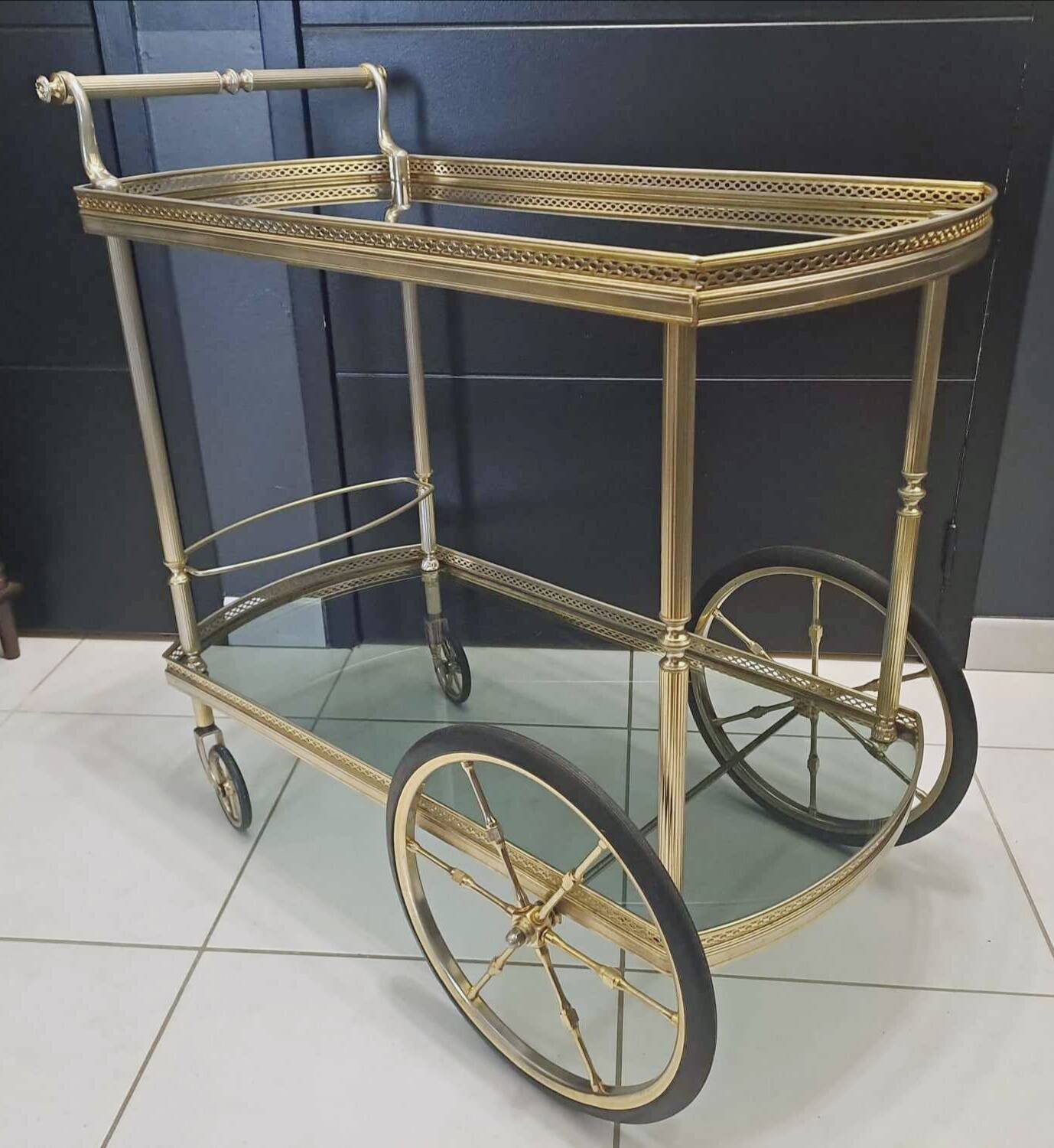 Vintage trolley in gilded and silvered bronze