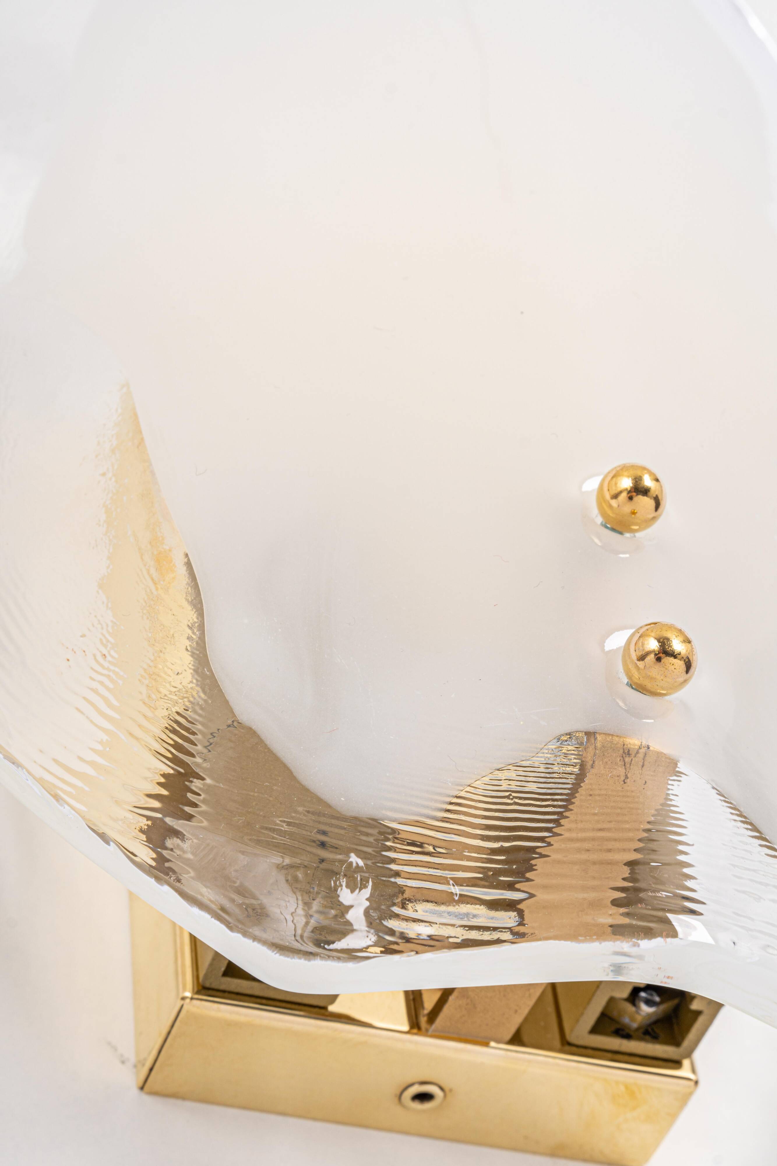 Kalmar wall sconces in brass and Murano glass, Austria, 1970s.