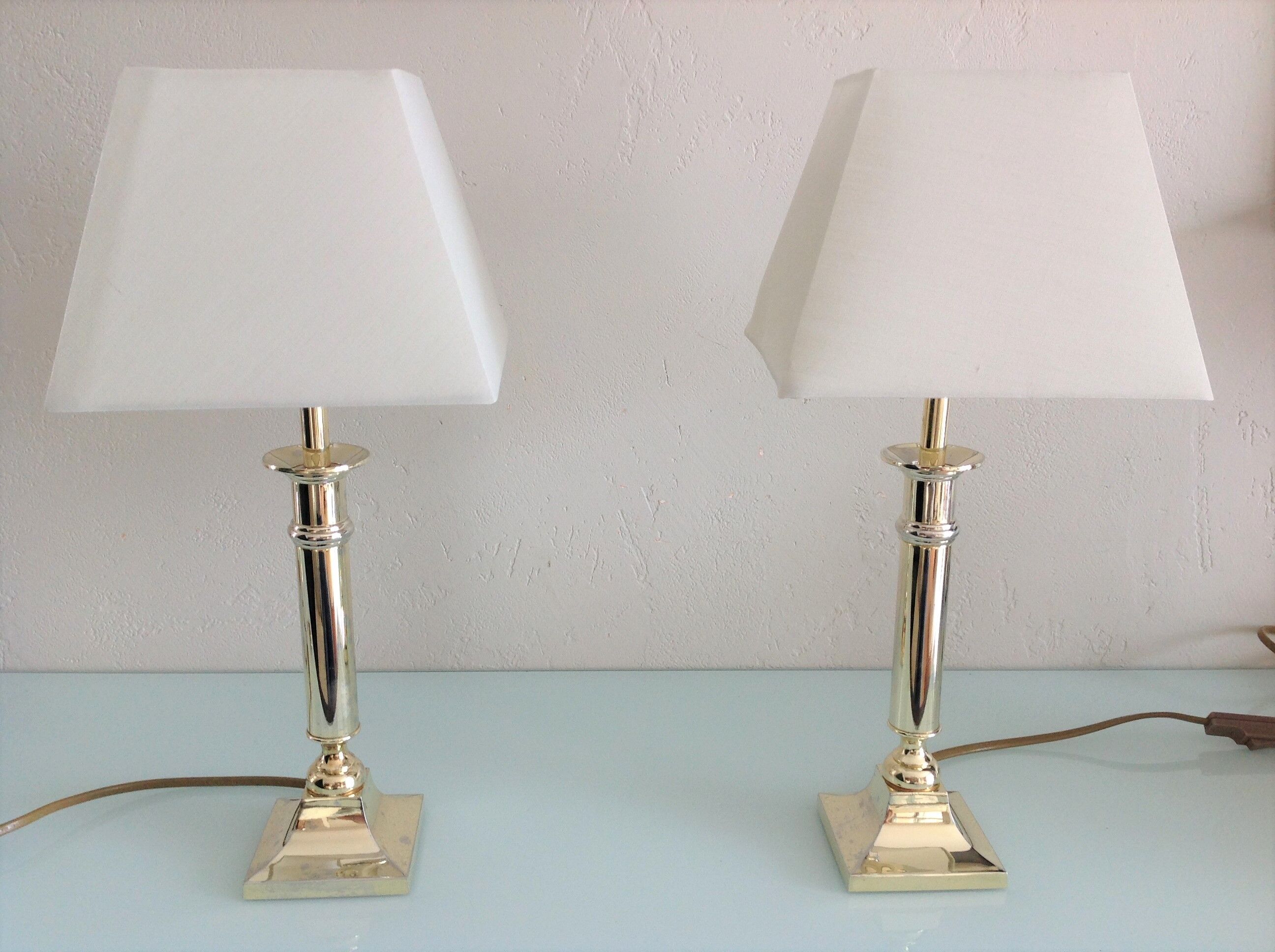 Pair of brass lamps art deco style 60s-70s