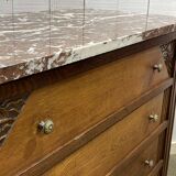 Art Deco period chest of drawers in oak with marble top