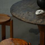 Round table with a tilting top from a 19th-century provincial French winemaker in oak.