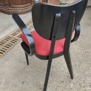 Fauteuil de bureau vers 1950 rouge et noir