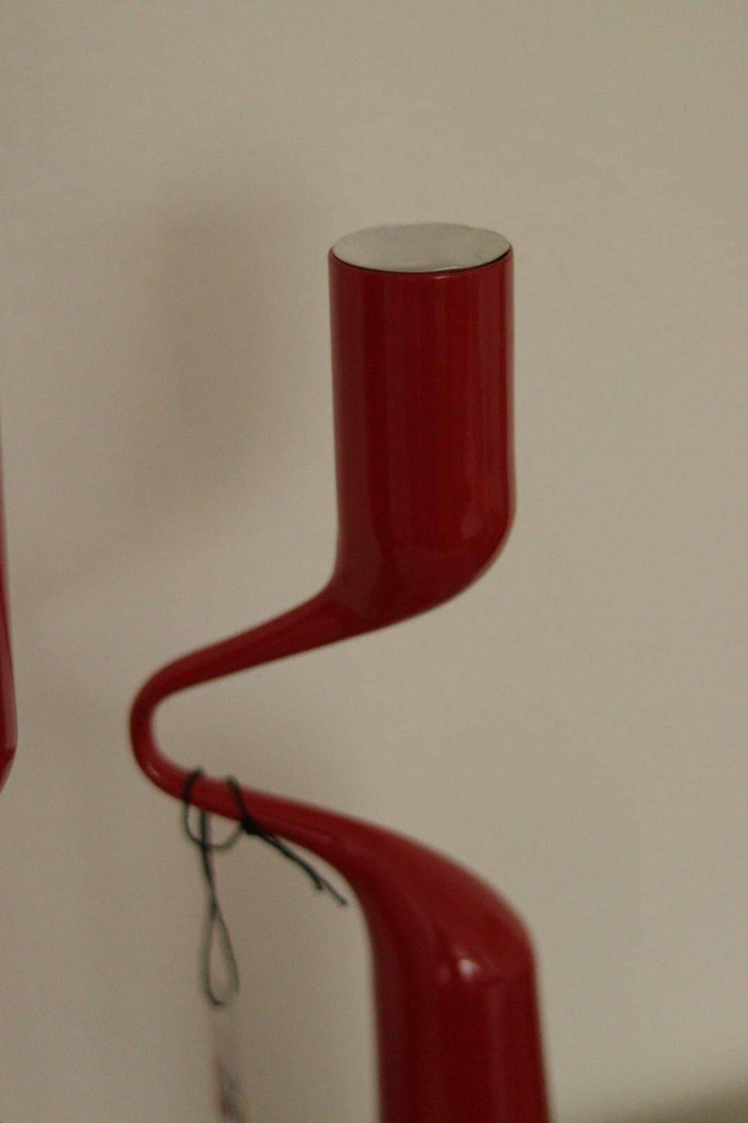 Pair of vintage red metal candleholders by Mikaela Dorfman for Menu Denmark