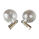 Pair of chrome sconces and crystal globe bubbled by Keuco / vintage 70s