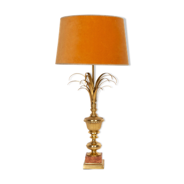 Lampe de table Mid-Century Hollywood Regency Orange en velours, France, 1960s