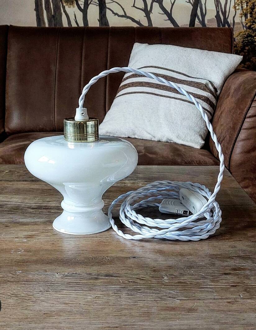 Vintage opaline portable lamp