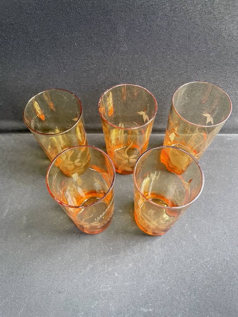 Saint Louis beer service in blown and cut amber crystal – Art Deco