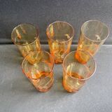 Saint Louis beer service in blown and cut amber crystal – Art Deco