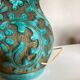 Italian glazed ceramic lamp 1960 mid century Bitossi turquoise