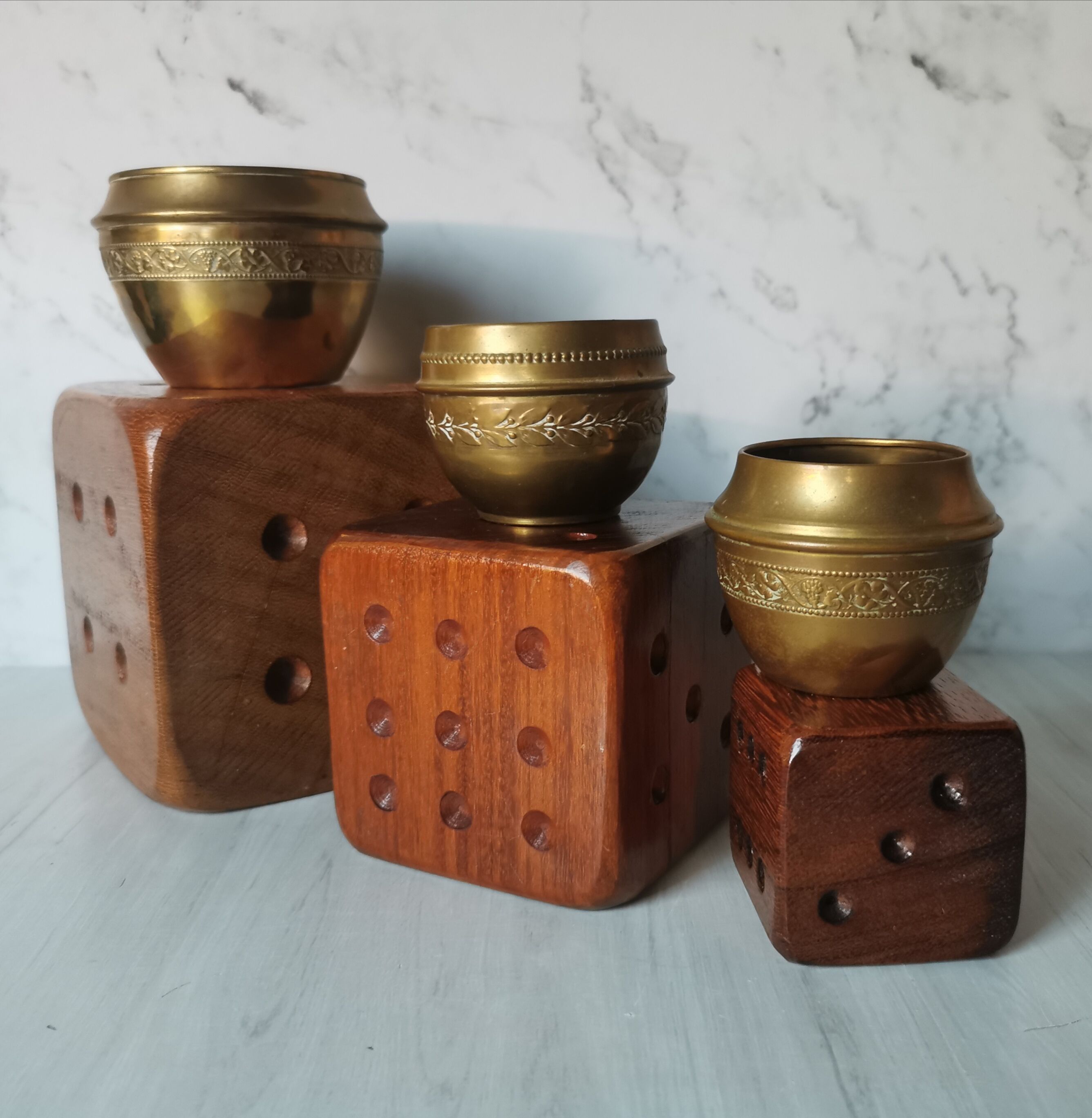 Carved wood dice