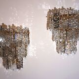 Lot de 2 appliques murales en cristal cascade Hollywood Regency Kinkeldey, 1970