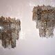 Set of 2 Kinkeldey Hollywood Regency waterfall crystal glass wall lights, 1970