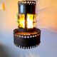 Brutalist suspension light 1960 industrial metal/glass