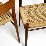 Two original 1960s Wilkhahn chairs made of walnut with wicker cane