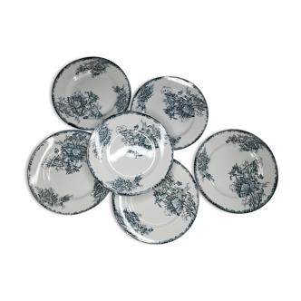 Série de 6 assiettes plates Saint Armand "pavot"