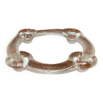 Swedish glass candle holder ring from Pukeberg, 1970s