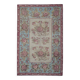 Tapis Kilim de Bessarabie en laine tissée à plat à motifs floraux roses et bleu, 1870