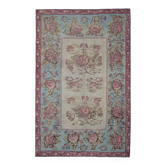 Bessarabian Kilim Rug 1870, Pink & Sky Blue Floral Wool Flatweave 176x271cm