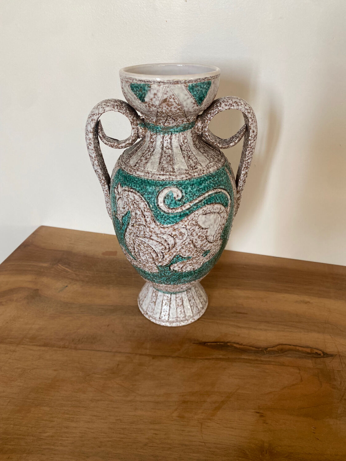 Fratelli Fanciullacci turquoise green horse ceramic vase