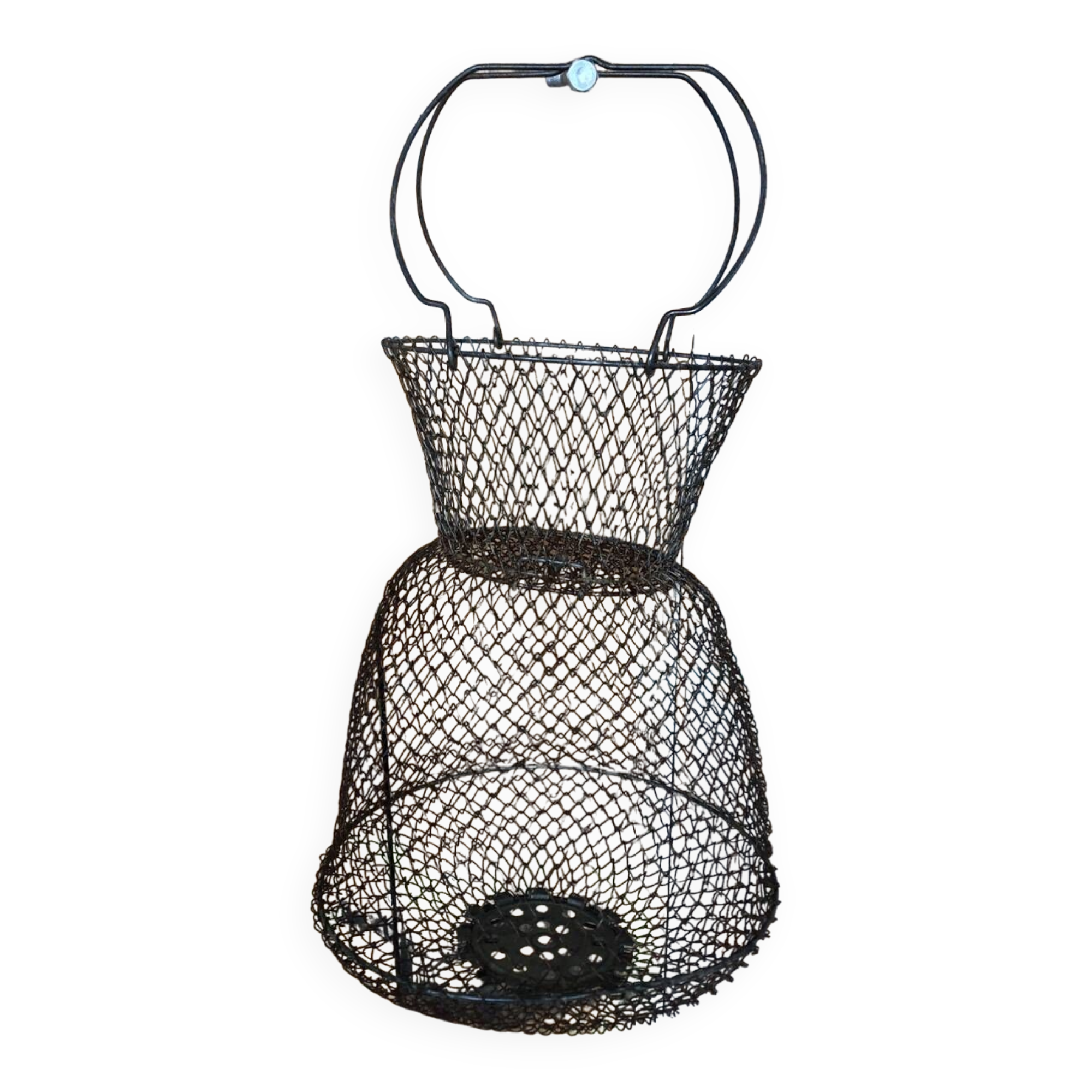 Ancienne Nasse Pêche Panier Métal Pliable Vintage