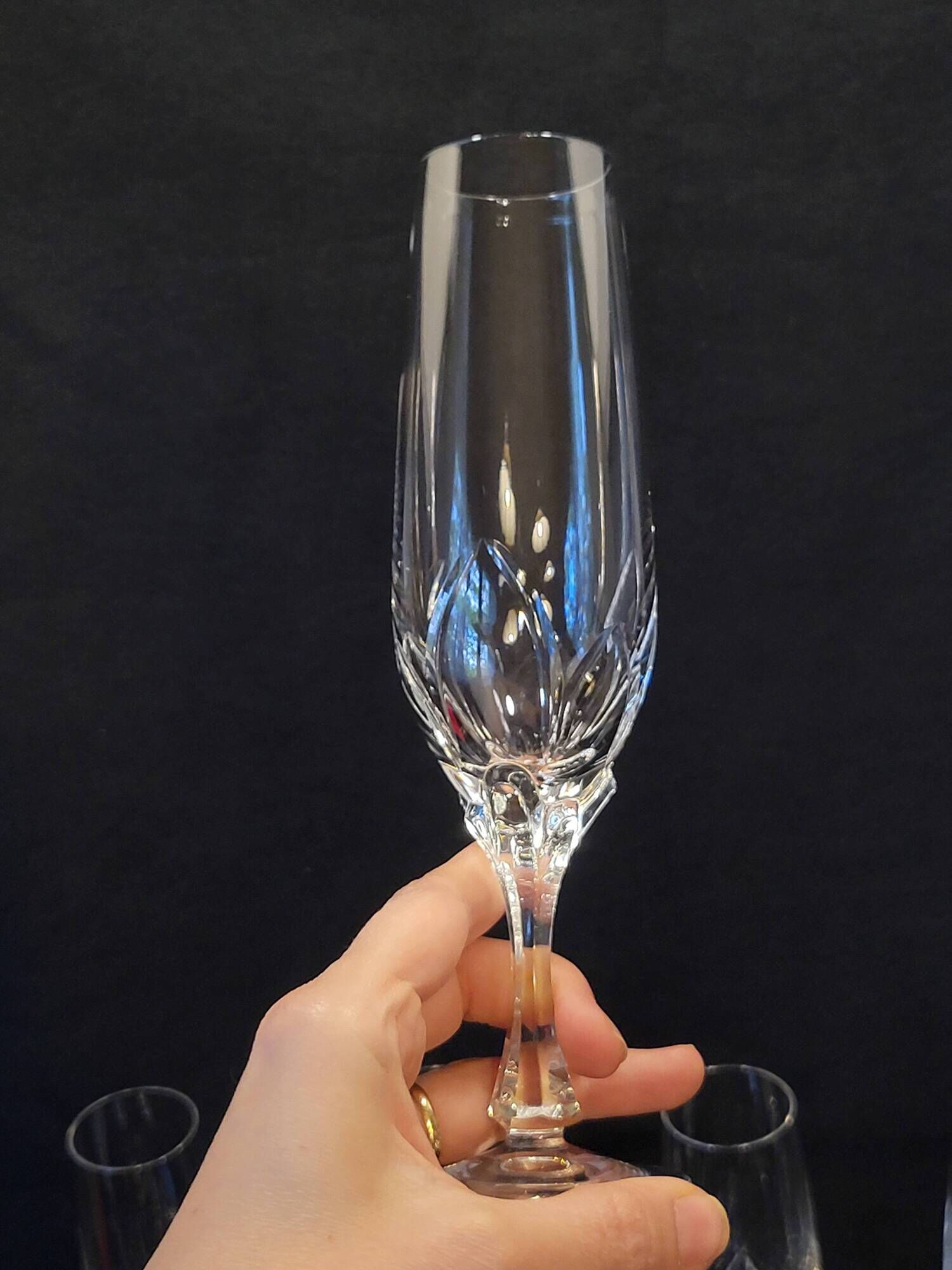10 crystal champagne flutes 24% Cristallerie Kaspar Lemberg Lorraine vintage