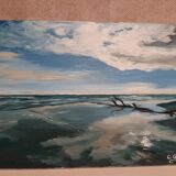 Oil on canvas, camargue beach