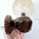 2 Art Deco ball wall lights Wood Cut glass Functional