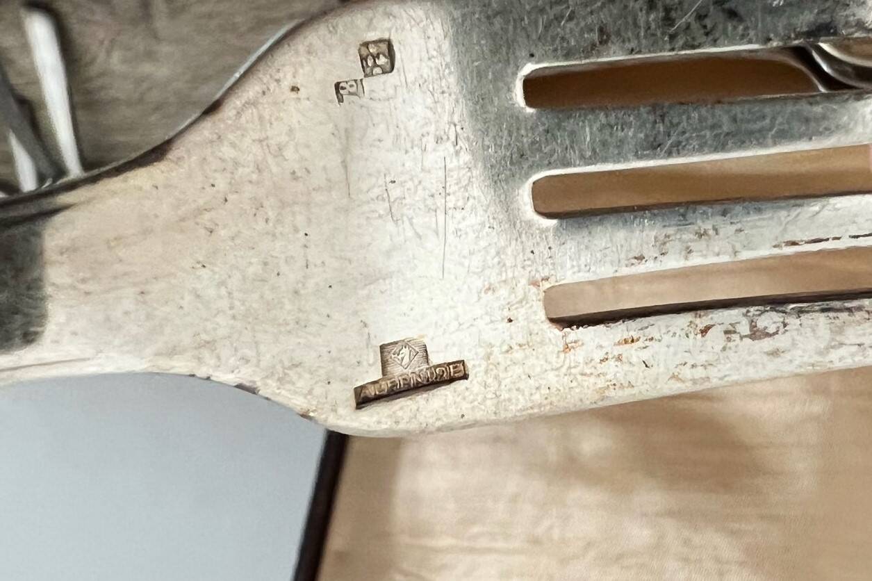 Alfénide art deco 24-piece silver-plated metal cutlery set, 84g hallmark