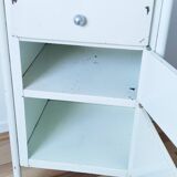 Boarding school bedside table, nightstand, in metal