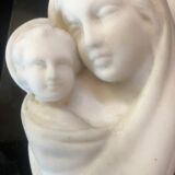 Virgin and Child bas relief in alabaster on black marble Inactive Photos